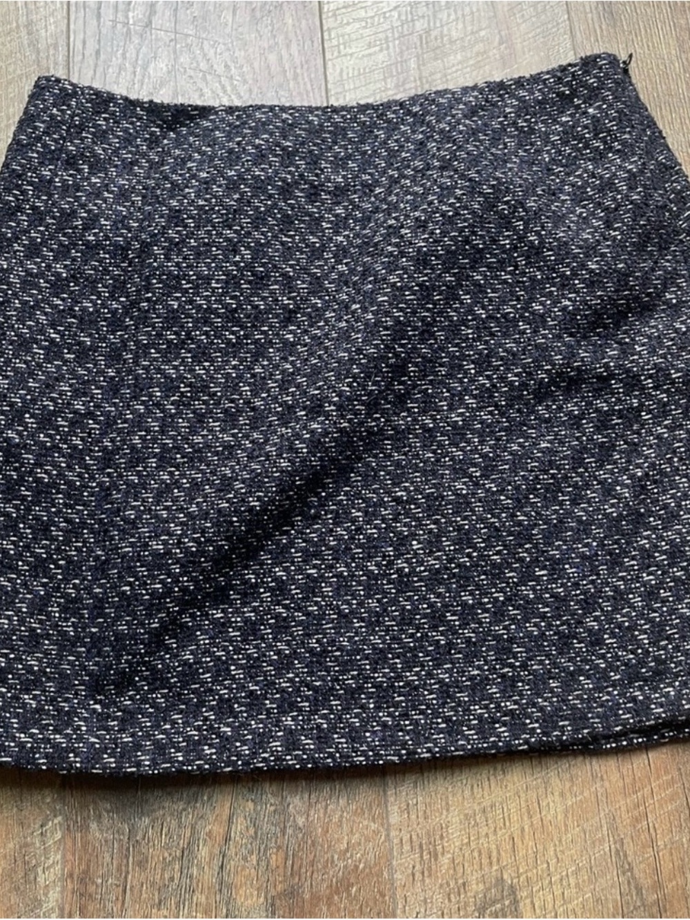 Willi Smith Navy Blue & Black Tweed Mini Skirt – Size 2 - Picture 2 of 4